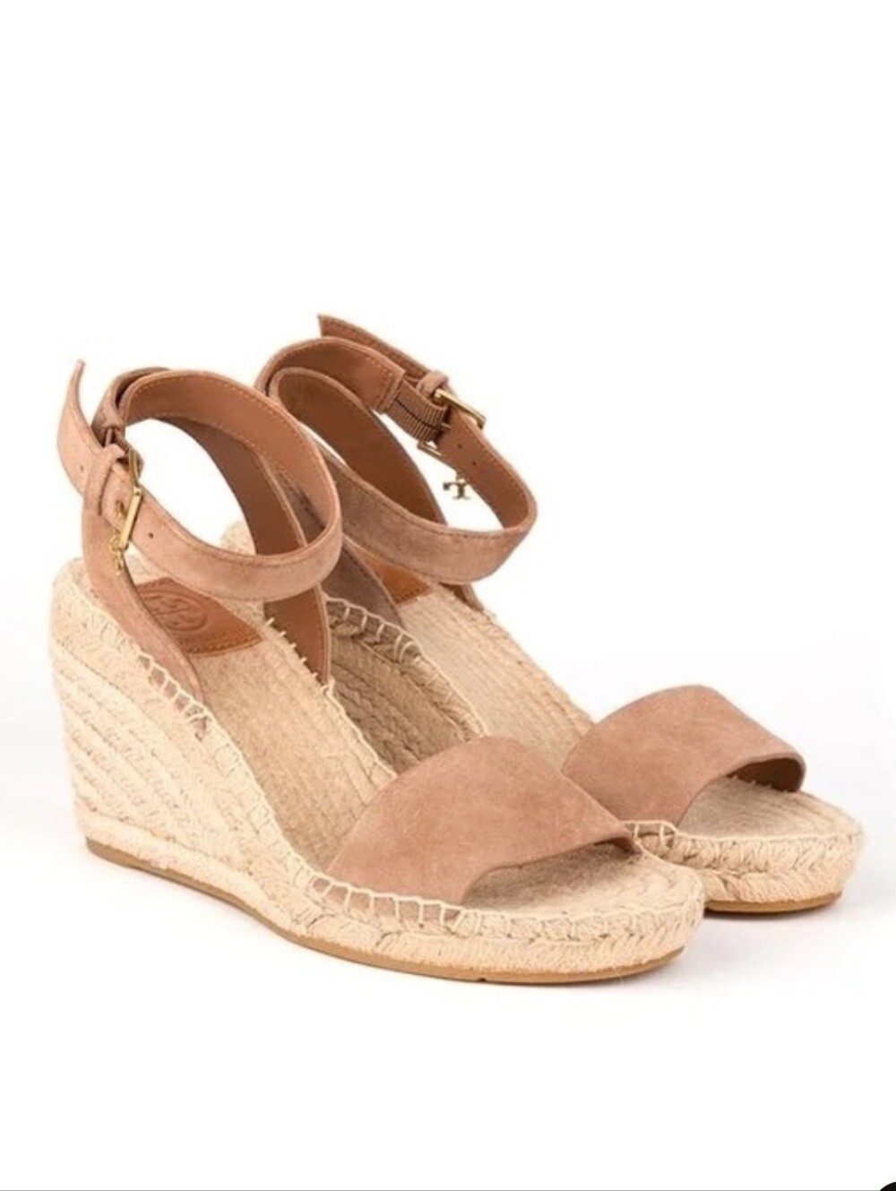 Tory Burch Laurel Wedge Espadrilles Tan Suede Size 8.5